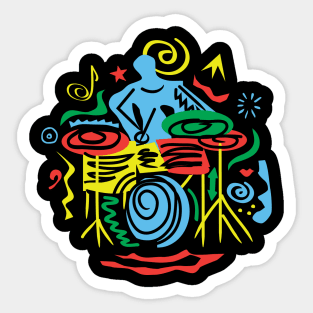 Modern Stylish Drummer Sticker